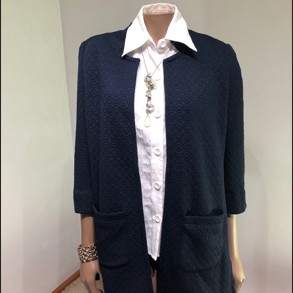 Roz & Ali Navy Sweater Jacket size small